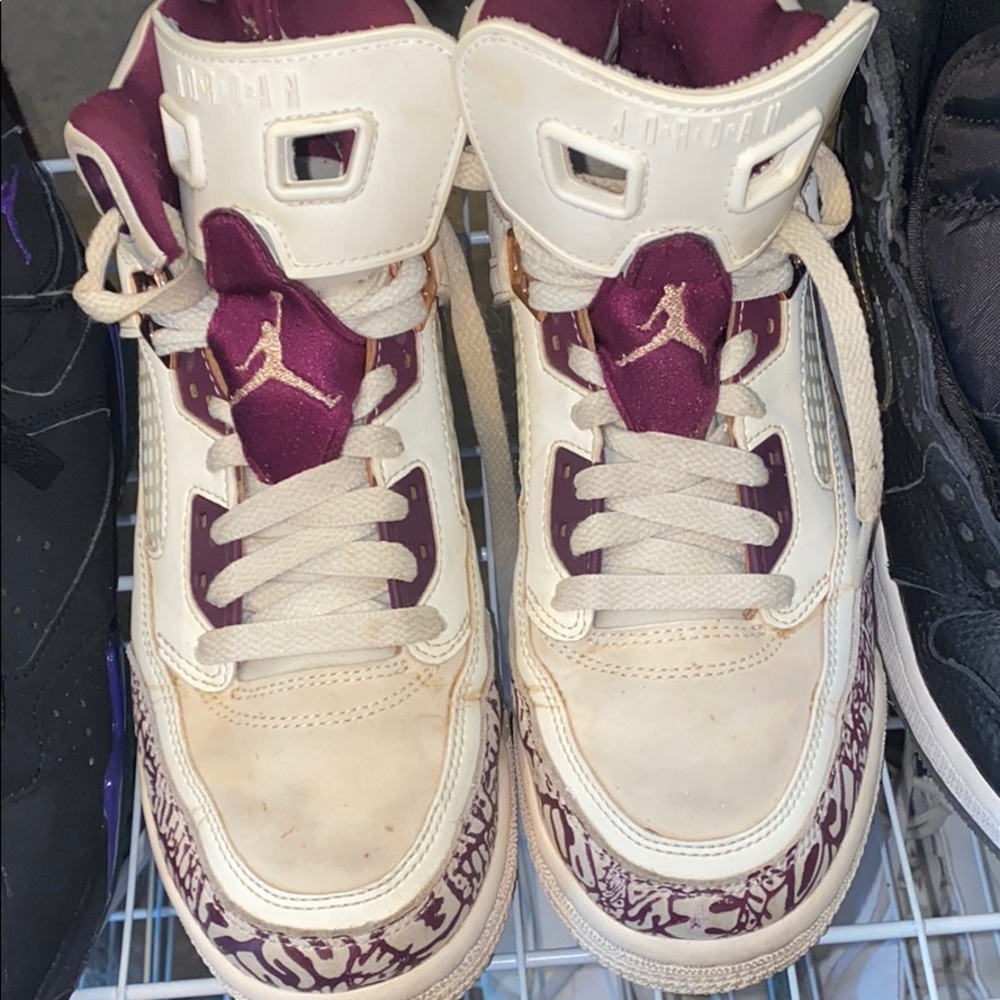 Nike Air Jordans deep purple white size 6y